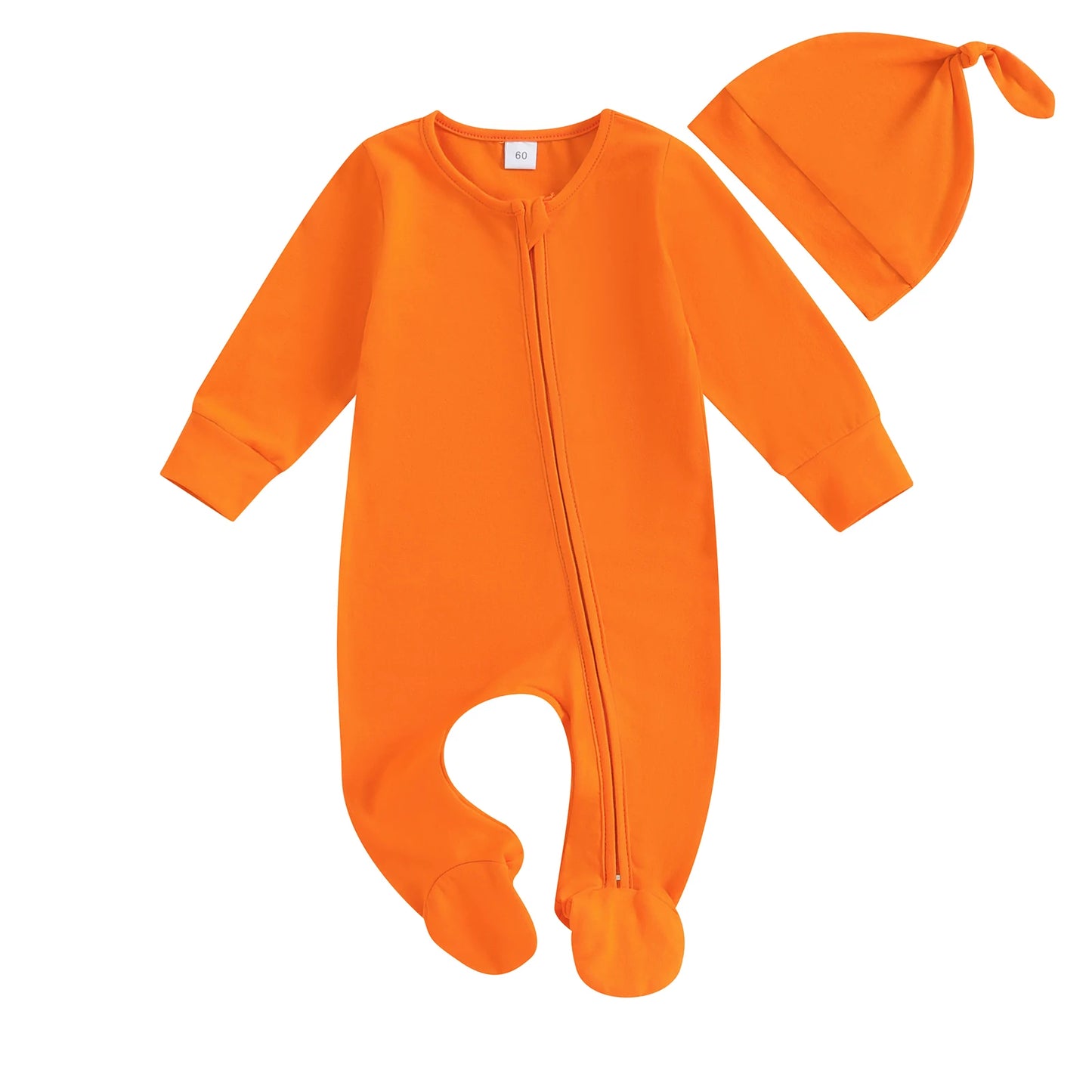 ma&baby 0-6M Newborn Infant Baby Boy Girl Jumpsuit Soft Long Sleeve Zipper Romper + Hat  Fall Spring Baby Outfits Clothing