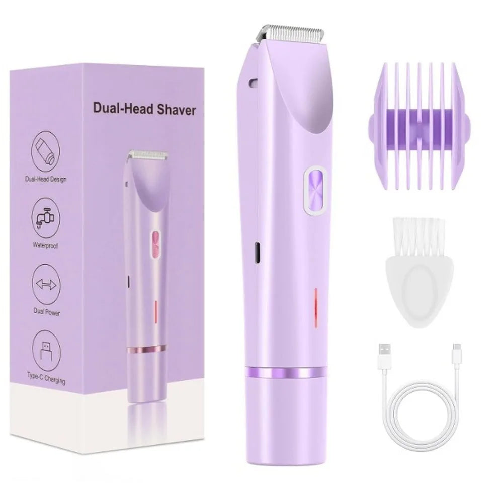 Electric Shaver for Woman Bikini Trimmer for Women Dual Head Electric Razor Waterproof Painless Bikini Shaver Pubic Hair Trimmer
