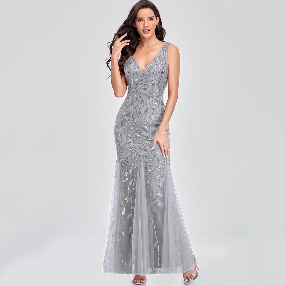 Sexy vintage Maxi Sequin cocktail Dress bridesmaid Prom Dresses for Women Casual Party Long sleeve club Bodycon Dress vestidos