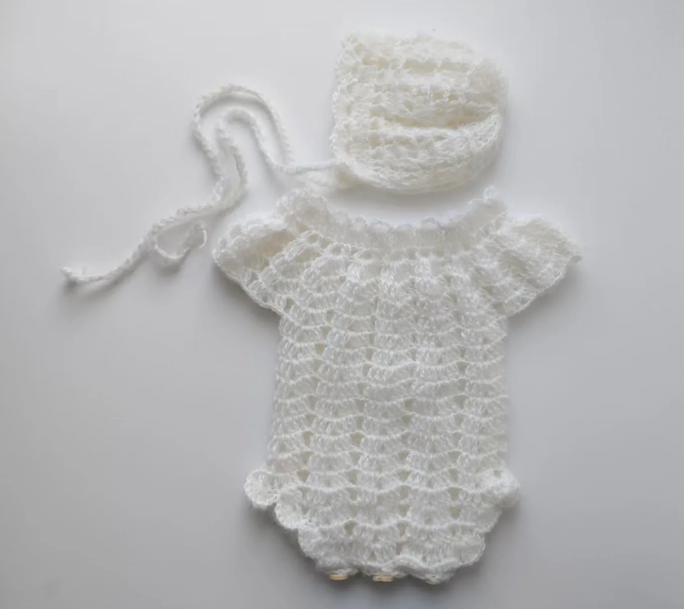 Newborn photography props  Crochet  mohair jumpsuits and hat suit