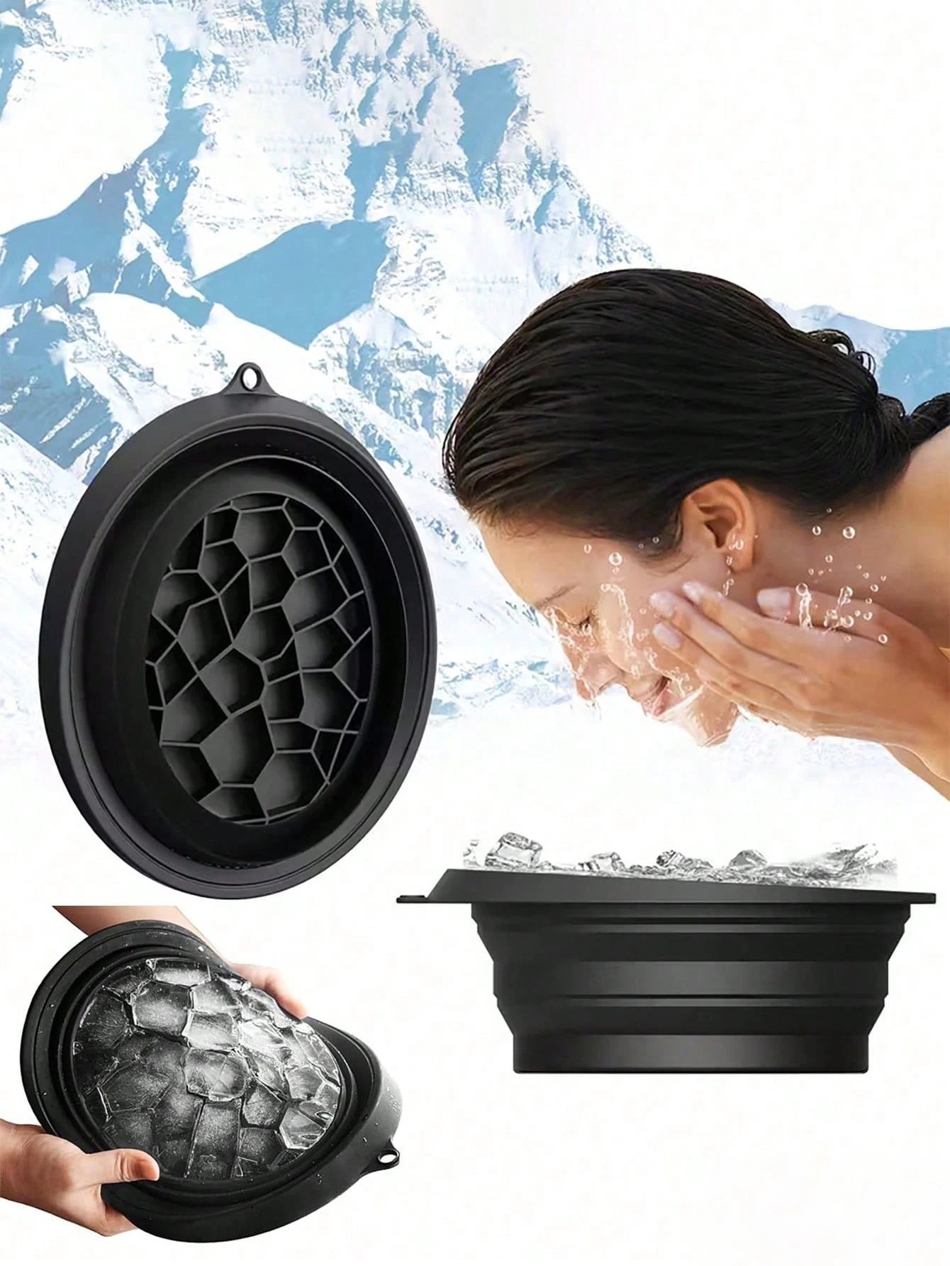 1 Multifunctional Ice Basin for Facial Ice Compress Care, Silicone Outdoor Foldable Basin, Beauty Instrument, Ice Bath Basin, Travel Essentials, Face Washer ﻿
