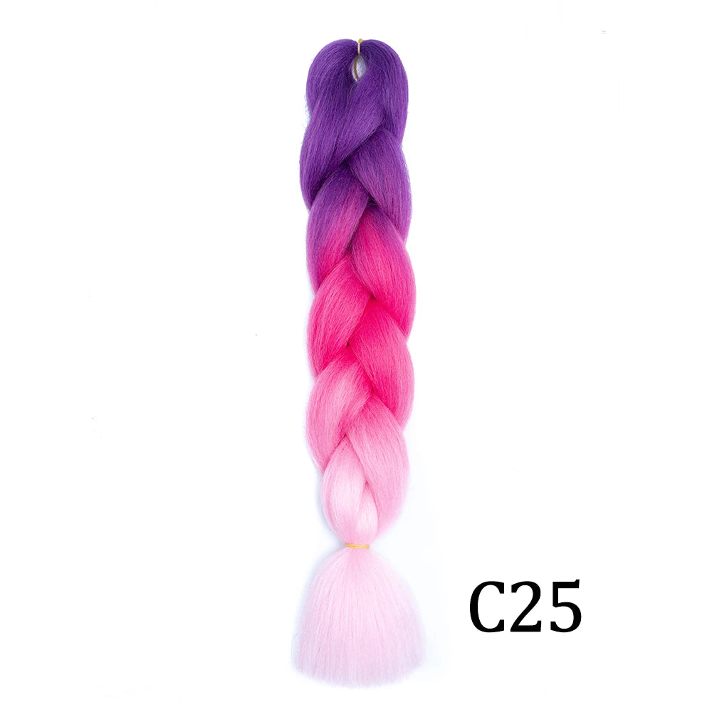 Synthetic 24Inch Long Jumbo Braids Extensions Yaki Straight Braiding Hair Afro Ombre Color Hair for Women