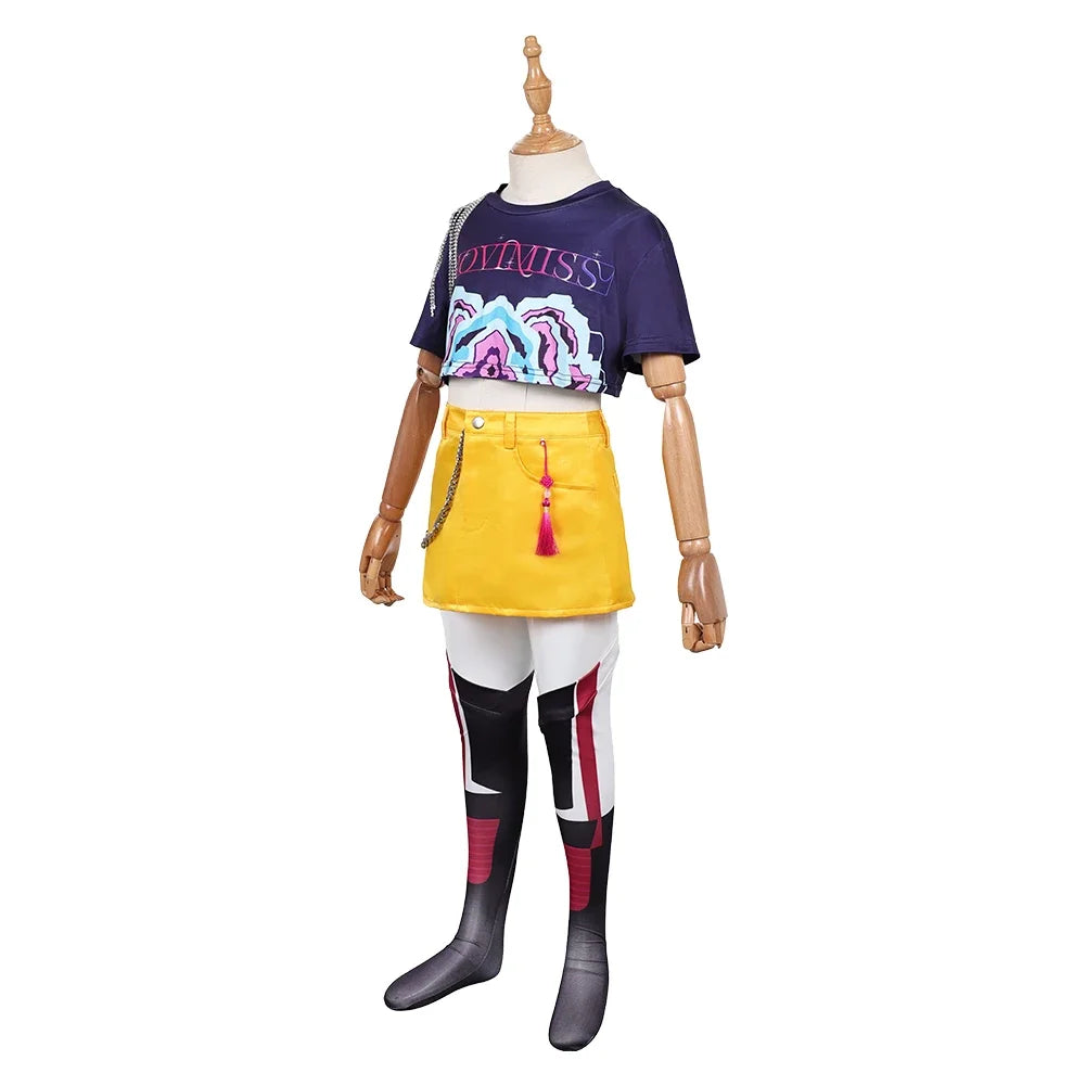 2025halloweenDémons enfants Mira Zoey Cosplay 2025 chasseurs Costume filles T-shirt jupe chaussettes tenues Roleplay Halloween