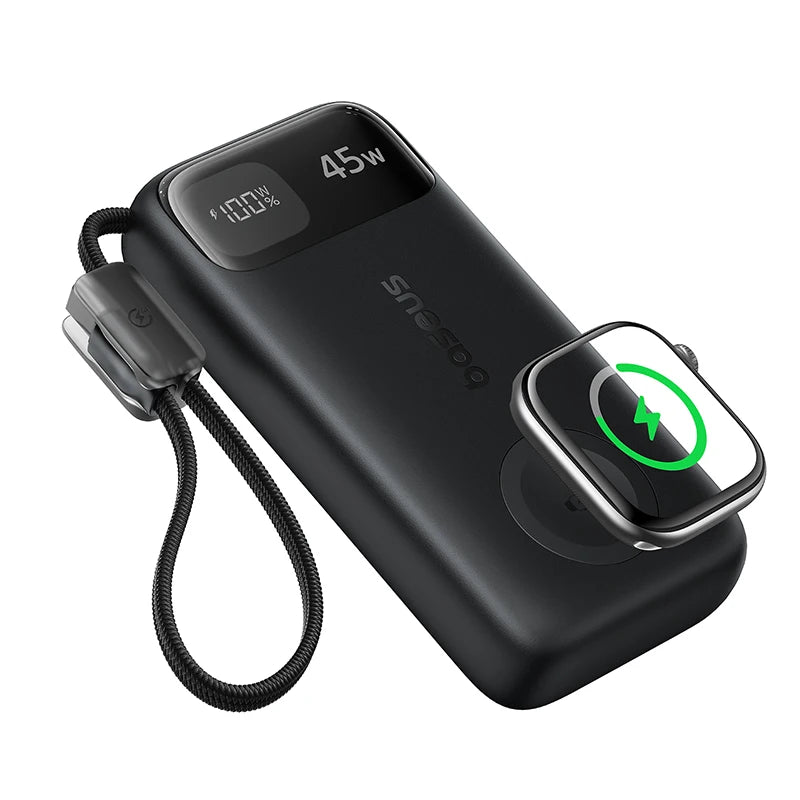 Baseus 45W 10000mAh Power Bank with 5W Magnetic Wireless Charging for iWatch & AirPods External Battery For iPhone 17 16 Pro Max