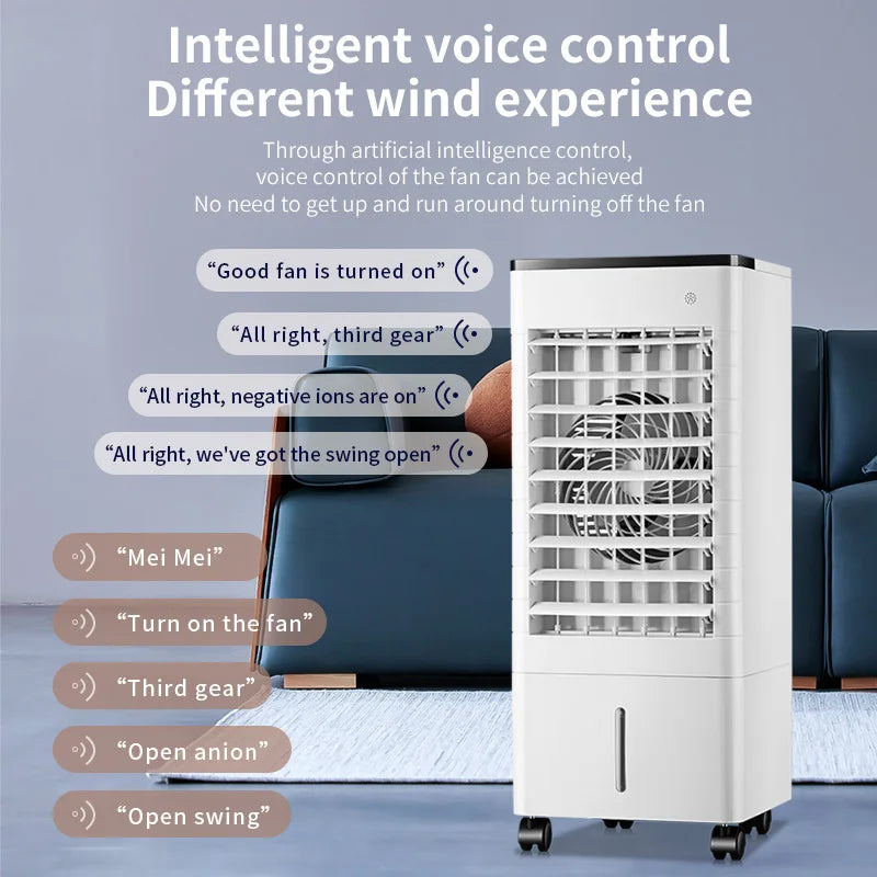 Portable Air Conditioner Fan Intelligent Cooling Fan with Remote Control Wide-angle Air Supply Ice Crystal for Home Use