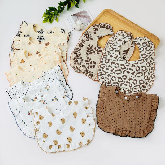 Newborn Baby Bibs Infant Burp Cloths Baby Stuff Feeding Drool Bandana Saliva Towel Toddler Ruffle Floral Bib Baby Accessories