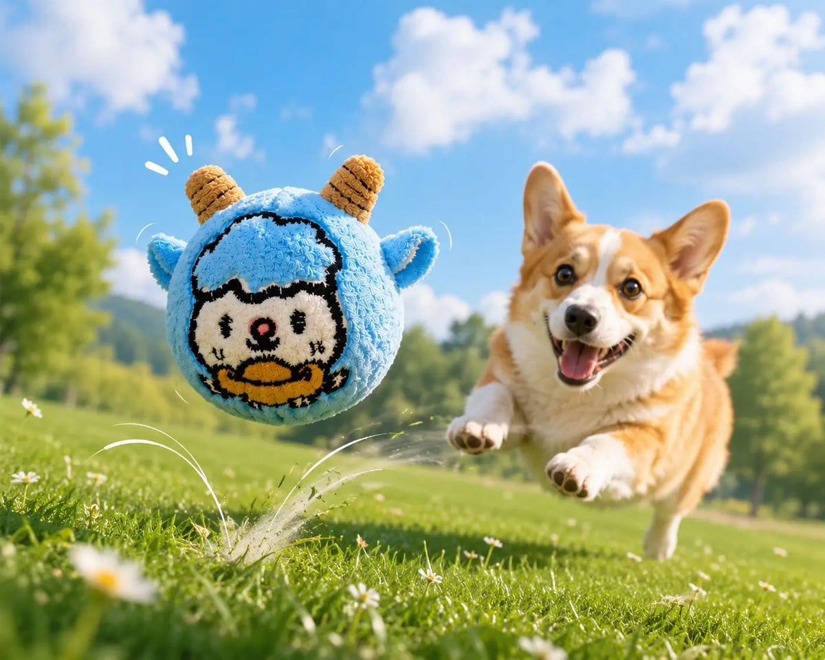 Cute Cartoon Plush Bouncy Ball Pet Toy Interactive Chew Toy for Dogs & Cats Ideal for Indoor Play of Small and Medium Pets