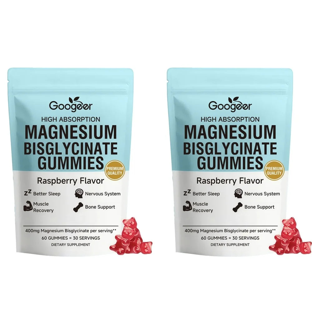 Googeer Magnesium Bisglycinate Gummies for Better Sleep Daytime Concentration & Nervous System Support Raspberry 60 Gummies