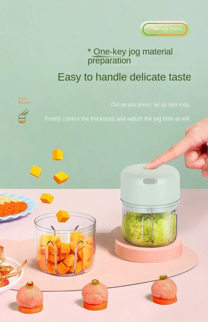 Multifunctional Electric Garlic Chopper 100/250mL Portable Vegetable Grinder Onion Mixer Mashing Machine for Kitchen