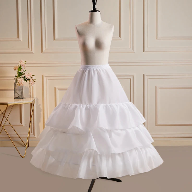 Bridal Petticoat Crinoline Underskirt Women with 3 Hoops Bone and With Ruffles for Wedding Dress Ball Gown