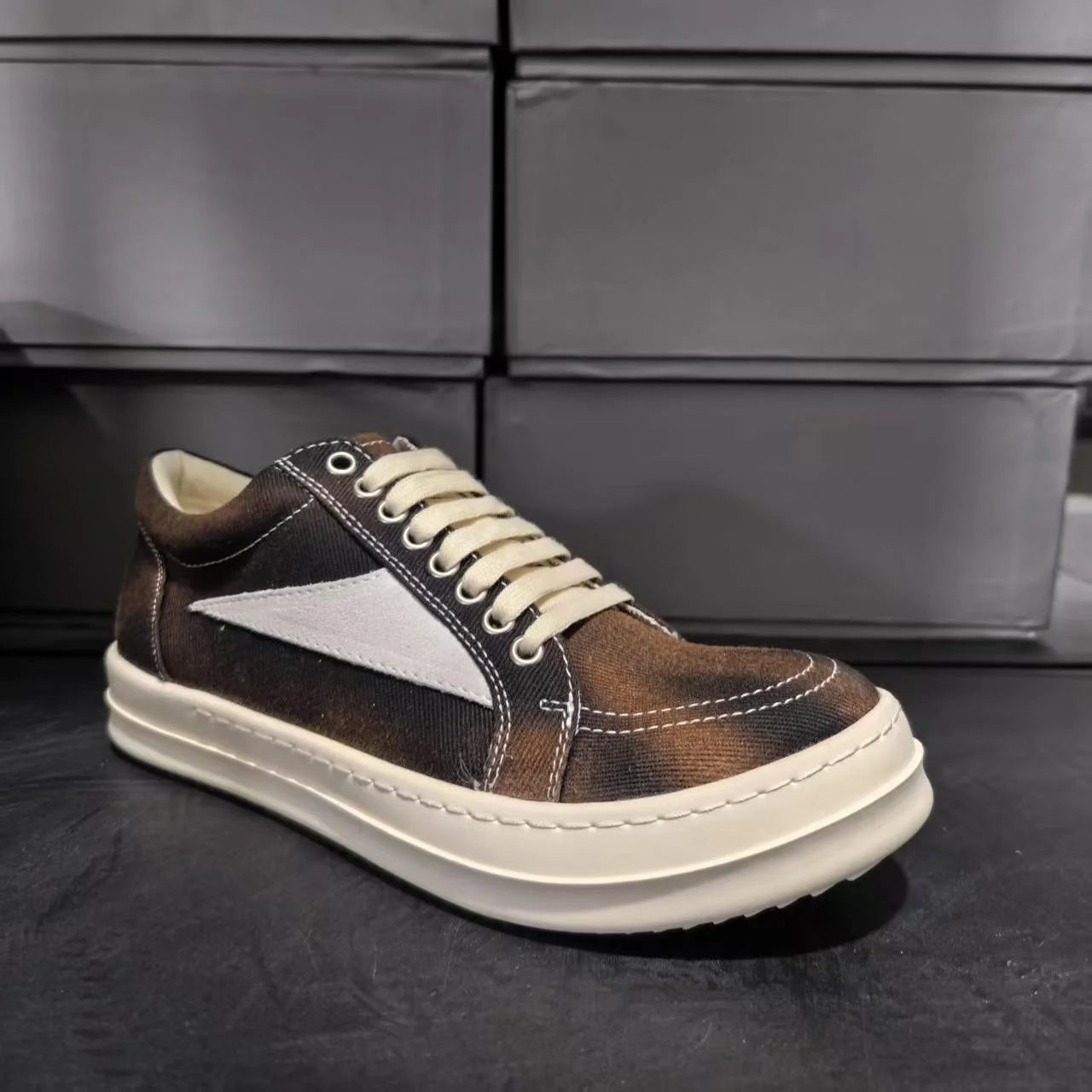 Men Casual Shoe Brand Black Brown Canvas Low Top Shoes High Quality Cowhide Luxury White Leather Sneakers Women Flat Sneaker