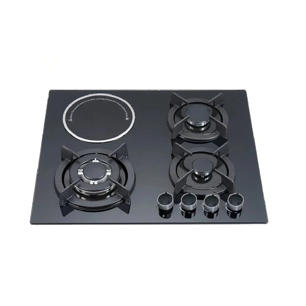 Gas Stove 3 Gas 1 Electric Burner, Ceramic Cooktop, Multi-Function Kitchen Appliance, High Efficiency Cooking Range