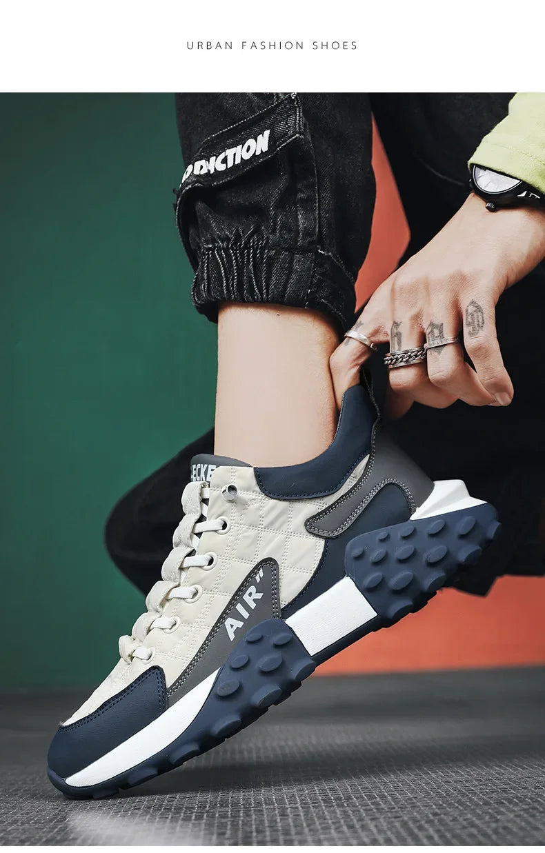 Men's Spring New Sport Shoes Casual Classic Trendy Thick Bottom Leisure Shoes Breathable Microfiber Upgraded Spring Autumn