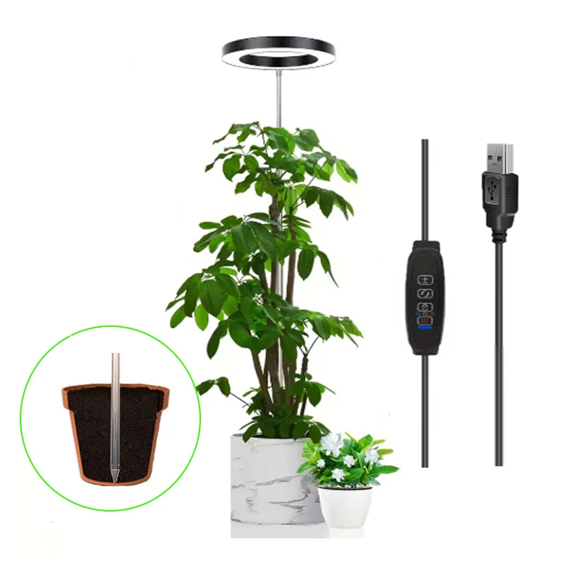 72 Leds Height Adjustable LED Ring Grow Lights Indoor Plants Full Spectrum Large Plant Light for Indoor Plants USB Growing Lamp