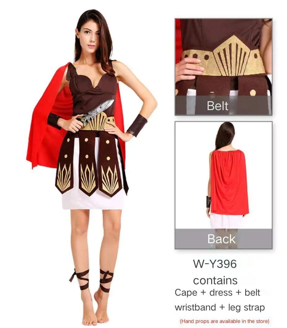 Halloween ball costumes for adults, men and women, Roman warriors, gladiators, Spartan warriors, children, and children