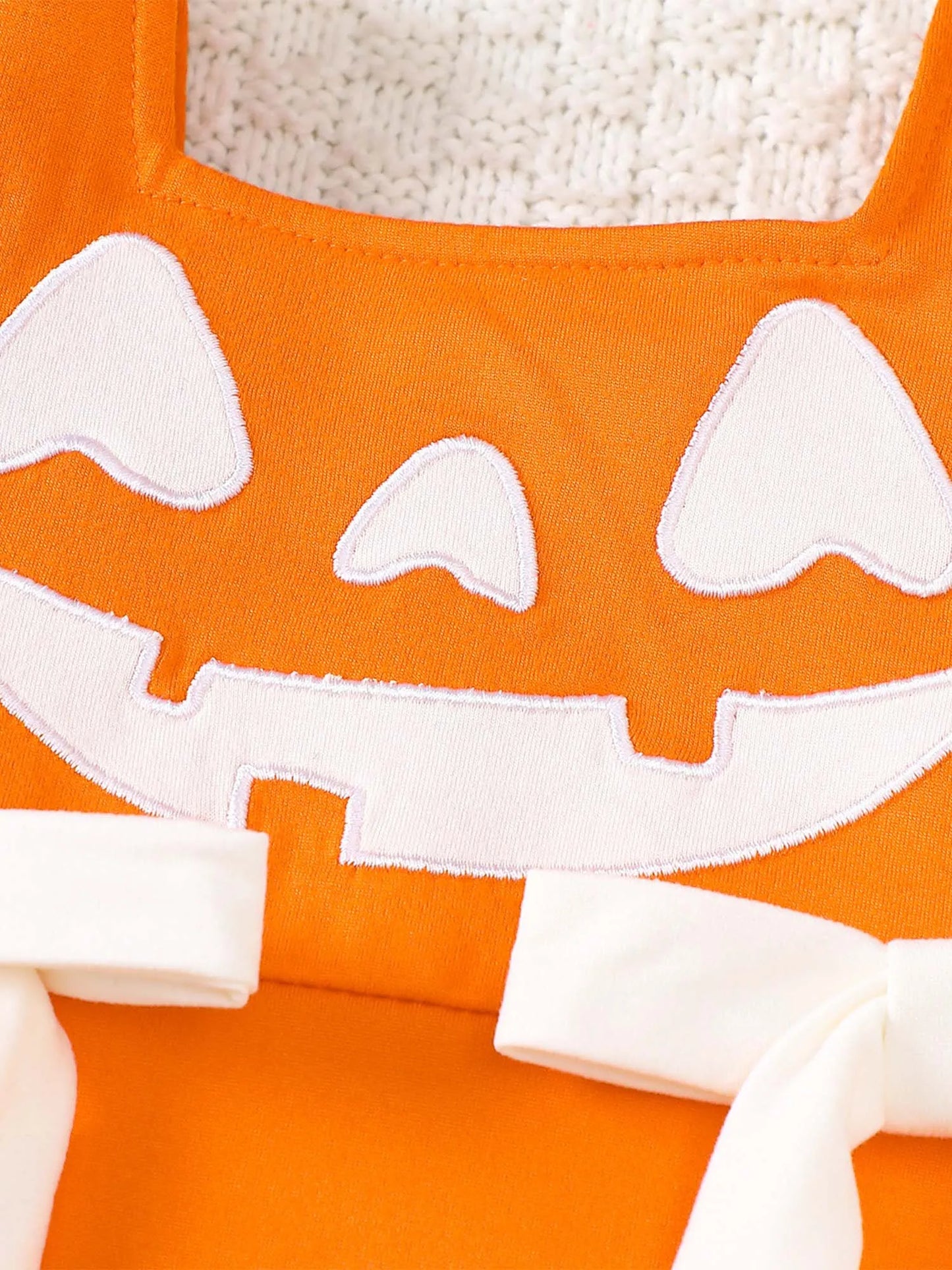 Infant Girls Halloween Theme Party Carnival Pumpkin Ghost Skeleton Cosplay Costume Skull Pumpkin Face Apparition Print Romper