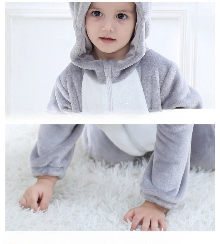 Lovely Cat Costume Baby Boys Girls Clothes Romper Soft Flannel Hooded Bodysuits Pajamas Winter Infant Jumpsuit Toddler Outfits
