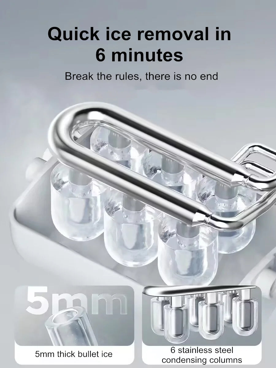 Mini Ice Maker Machine for Home Dorm Student, Portable Automatic Ice Maker with Small Power, Compact Countertop Ice Cube Maker,