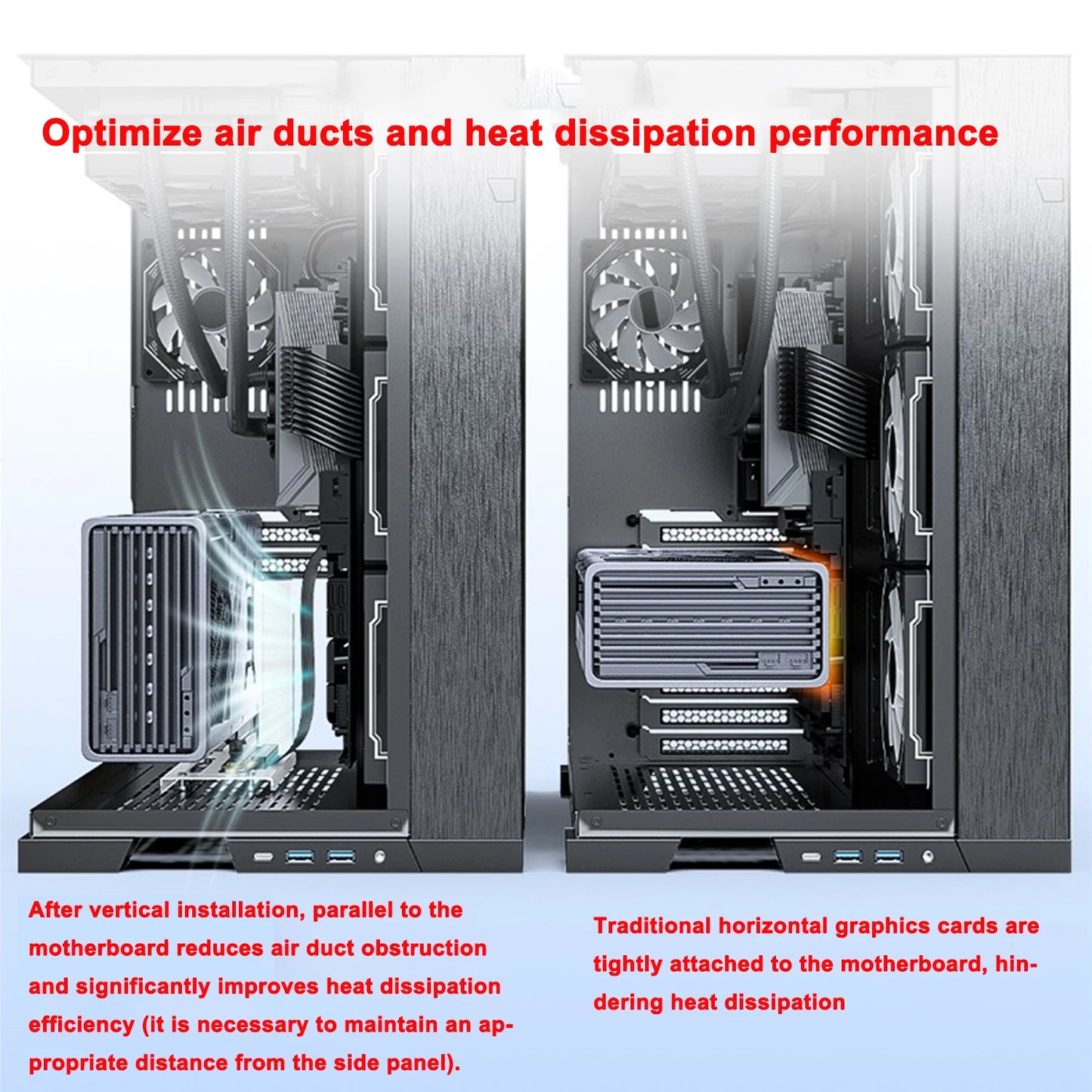 Teucer Vertical GPU Mounting Bracket PC Graphics Card Holder PCI-E 3.0/4.0 x16 Anti-interference Flexible 90° Extension Cable