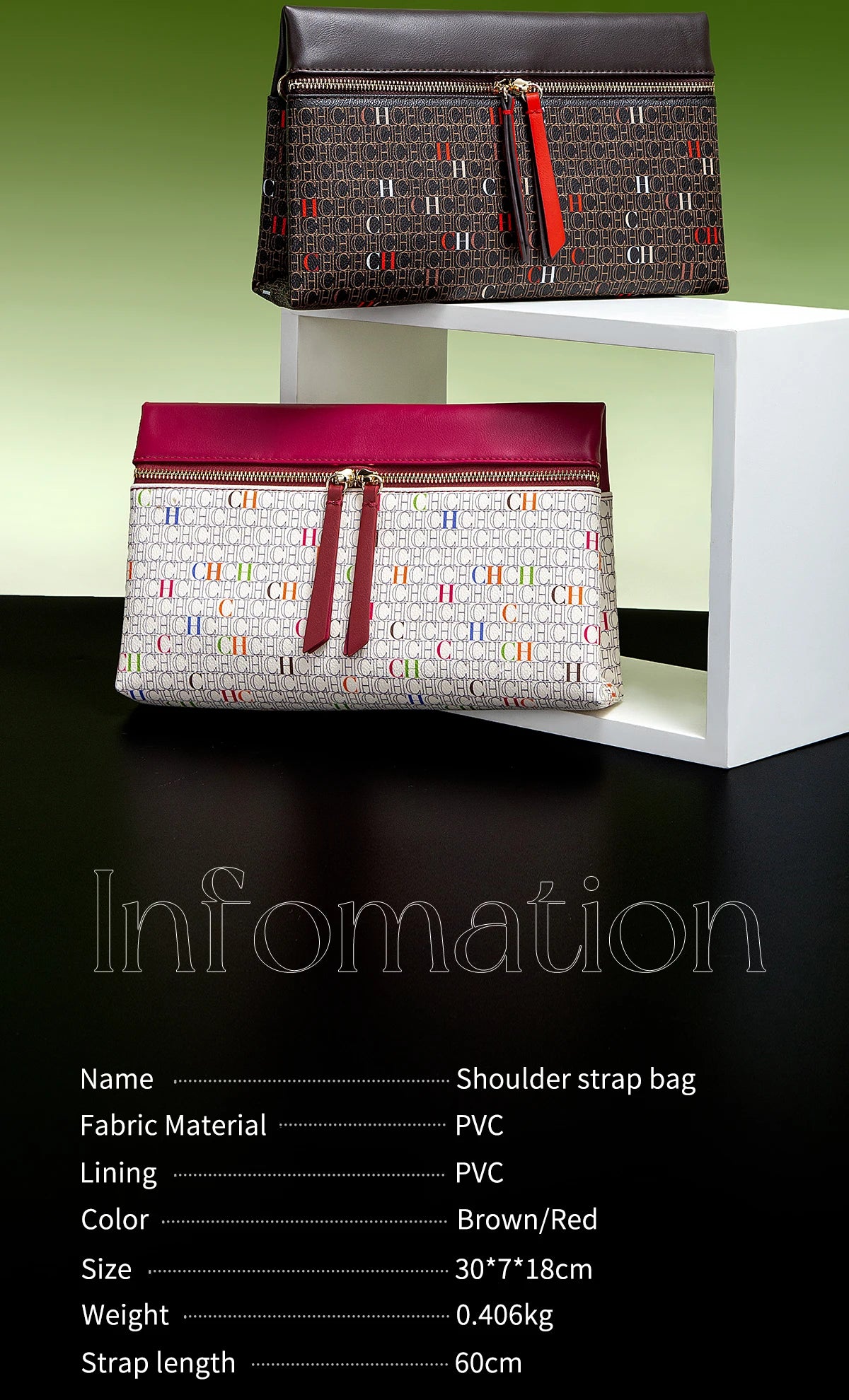CH Clutch Bag Women Colorful Logo Print Zipper Evening Purse PU Leather Top Flap Handbag For Party Wedding Bolsos