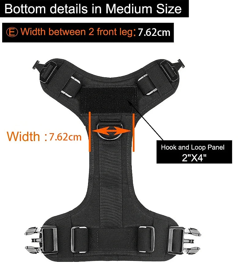 Tactical Dog Harness, Adjustable No-Pull Handle Service Vest Heavy Duty Pet Large Breed,  Dog Vest for Training Hunting Walking