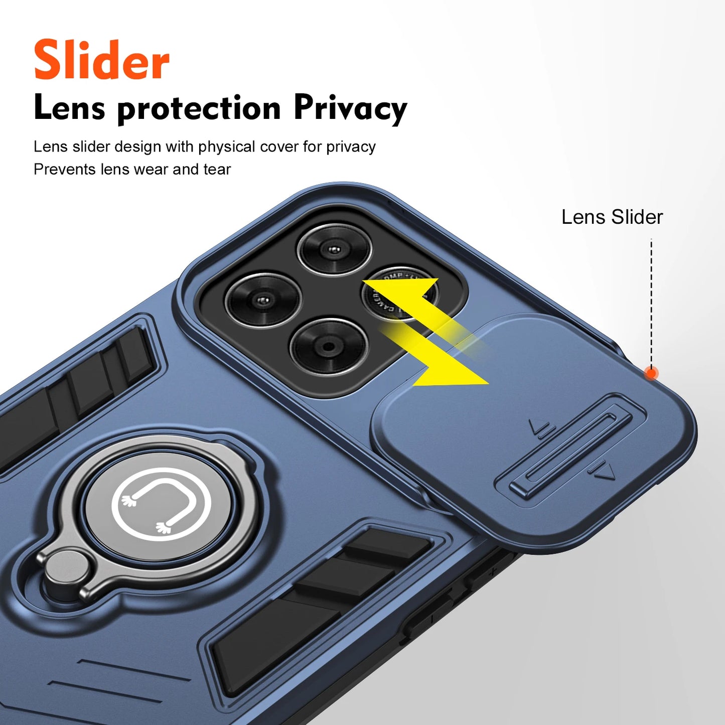 Sliding Window Metal Finger Holder Case for Motorola Moto G67 G77 G86 G56 G17 Power Shockproof Armour Camera Protection Cover