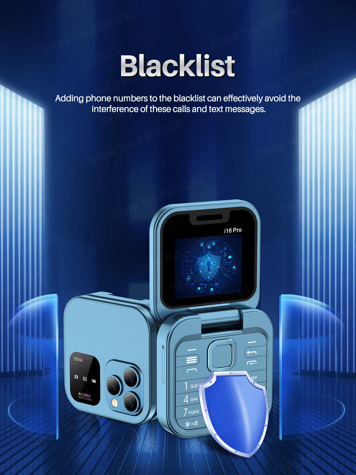 SERVO i16 PRO Flip Mini Mobile Phone Dual SIM Call Recording Speed Dial Magic Voice FM Radio 2G GSM Small Fold Button Telephones