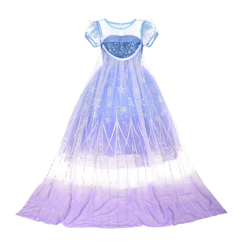 Halloween Birthday Carnival Princess Costume Dress Elsa Anna Snow White Aurora Moana Rapunzel Mermaid Belle for Girls 2-8Y