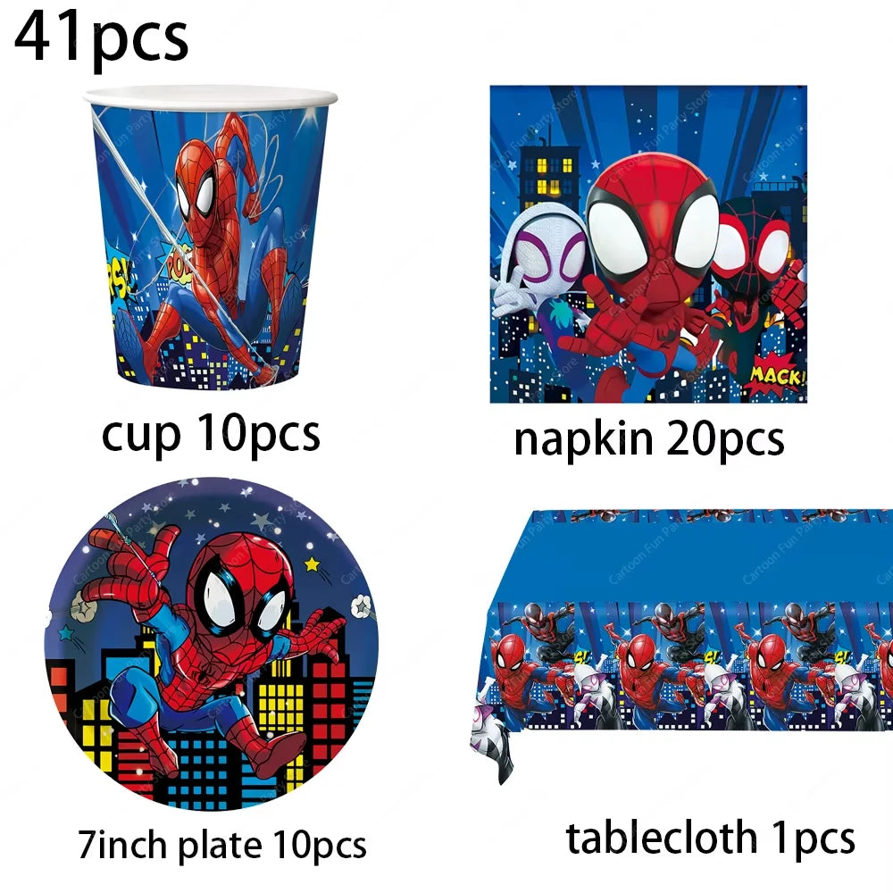 SpiderMan Birthday Party Decoration Party Supplies Set Tableware Tablecloth Cup Plate Balloon Cake Topper Party Supplies Gifts
