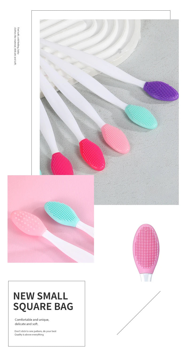 5 Pcs Lip Scrub Brush Silicone Brush Tool Double Sided Mini Exfoliating Brush Exfoliating Lip Brush Lip Scrub Tool for Dark Lips