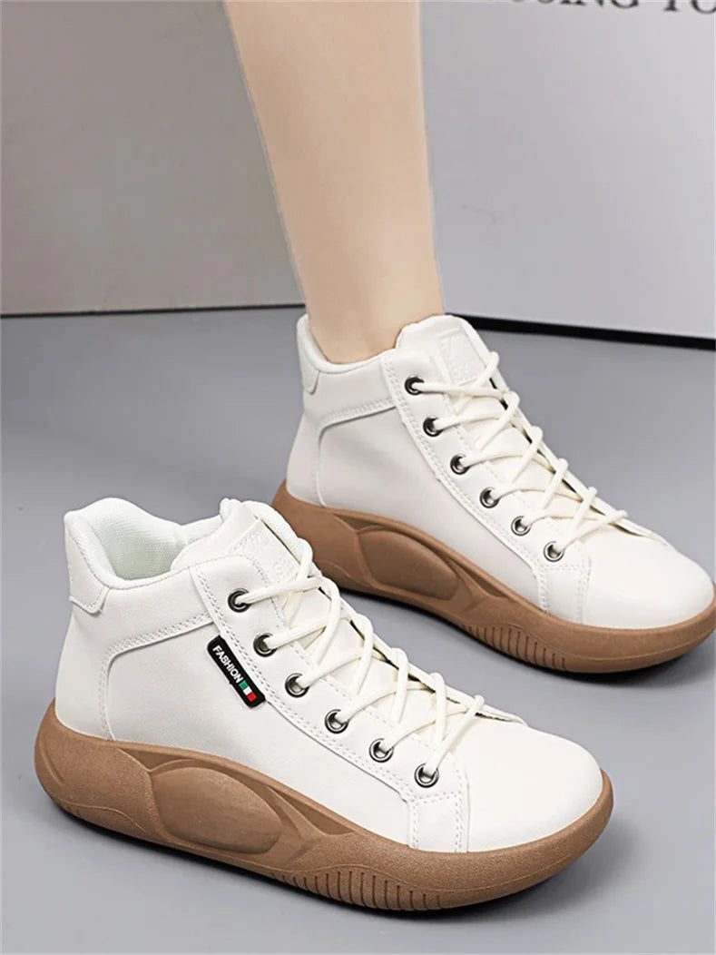 CINESSD Version of High-top Shoes for Female Students Trend of Casual Running Shoe Comfortable Lace-up Sneakers Female Shoes
