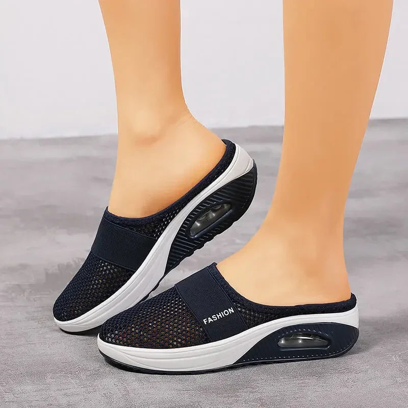 Air Cushion Slip-On Women Walking Shoes Orthopedic Diabetic Ladies Platform Mules Mesh Lightweight Slippers Wedge Female Sneaker