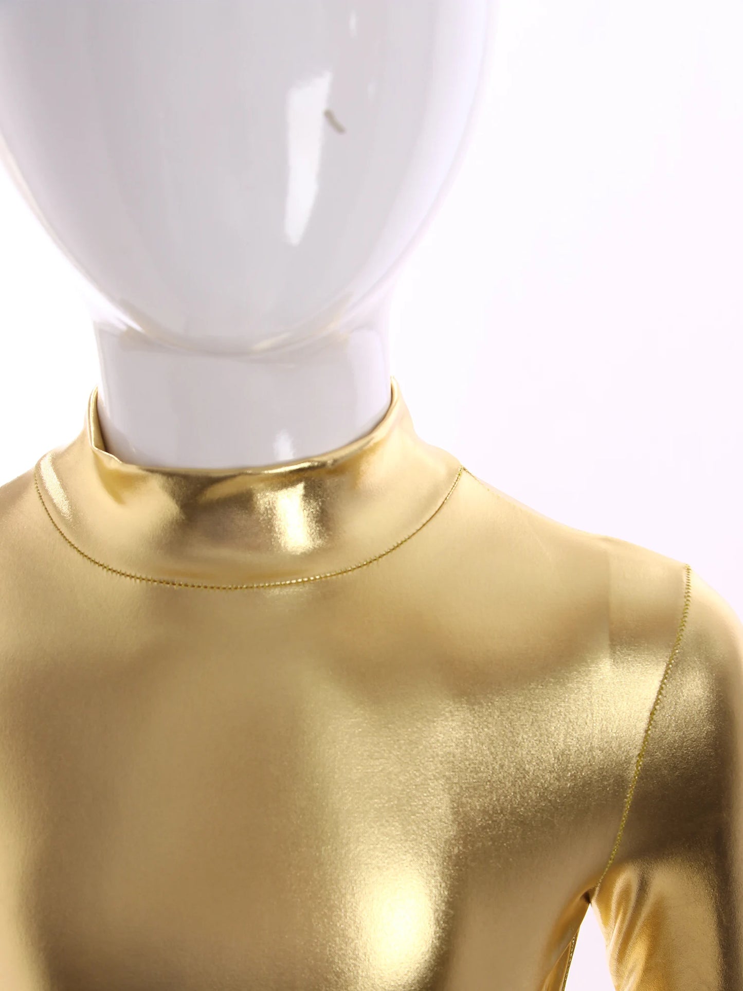 Kids Boys Girls Dance Metallic Jumpsuit Children's Gymnastics Bodysuit Performance Costume Long Sleeve Full Length Leotard