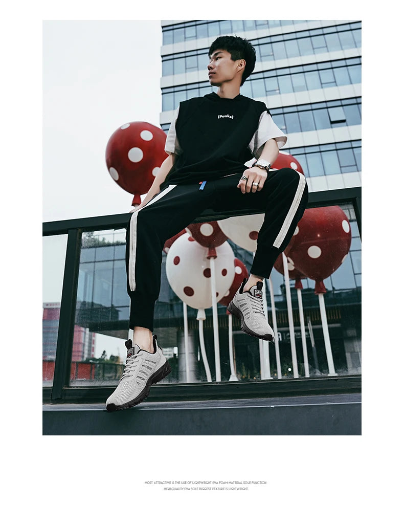 YRZL Men Casual Sport Shoes Breathable Lightweight Sneakers Outdoor Mesh Running Shoes Athletic Jogging Tenis Walking Shoes Man