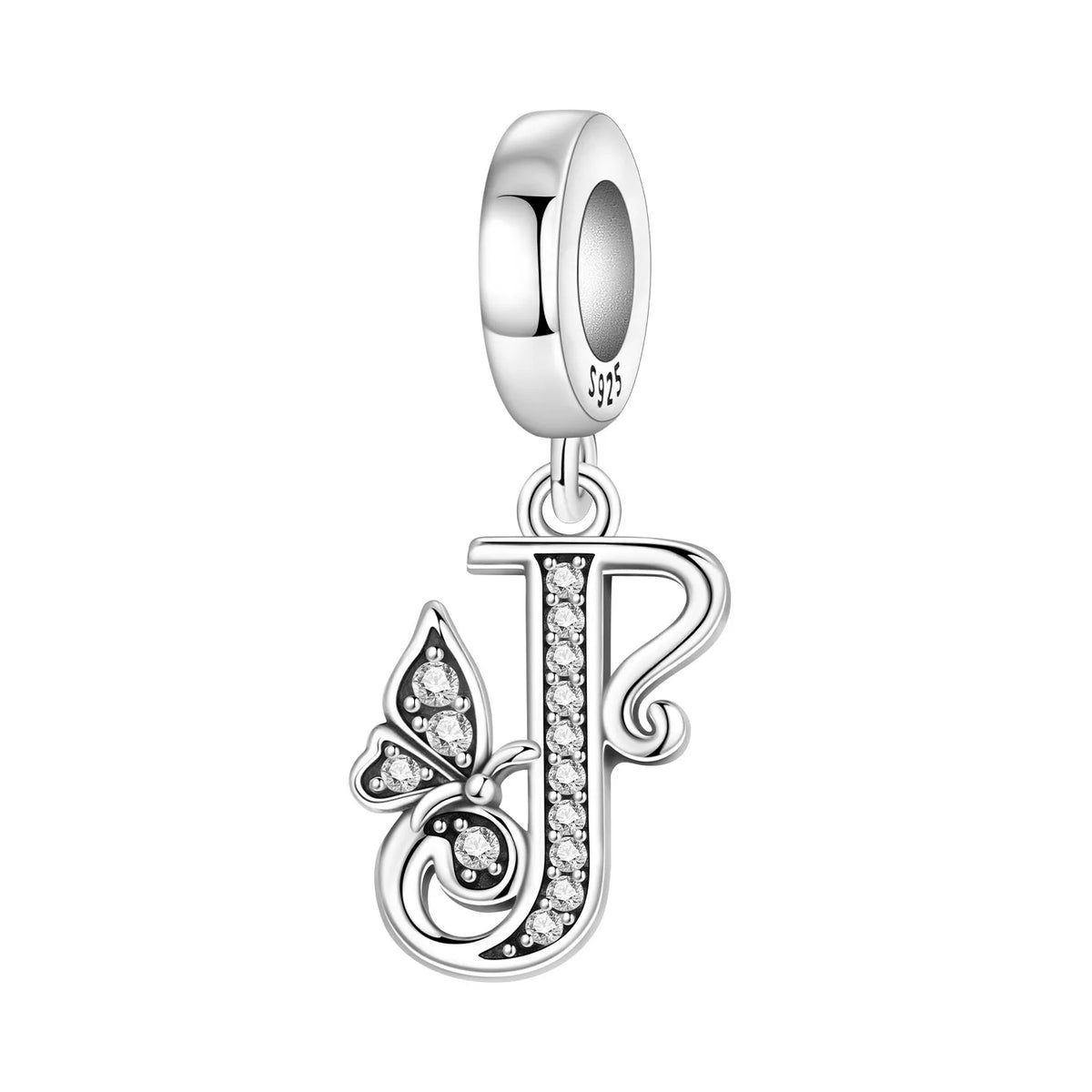 2026 New 925 Sterling Silver Zircon Scroll Grass Pattern 26 Letter Bead Charms for Women Fit DIY Bracelet Necklace Jewelry Gift