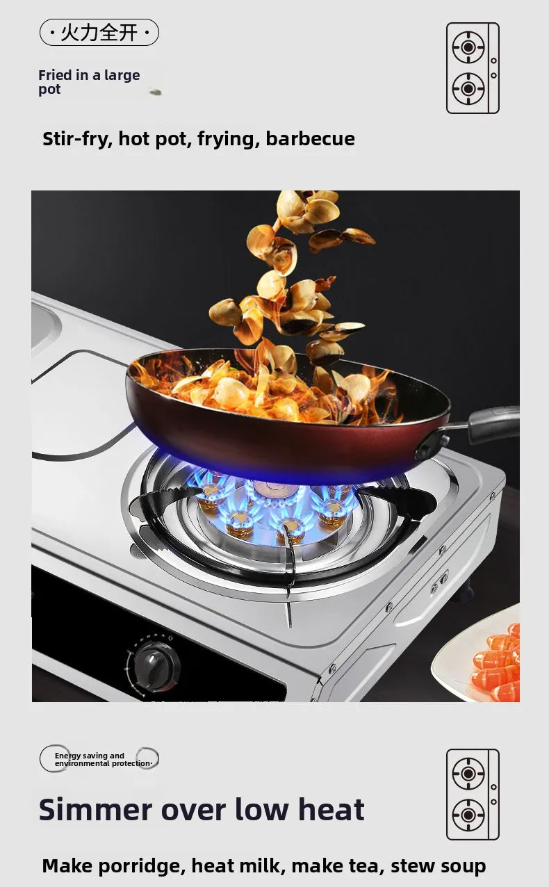 Double Burner Gas Stove Household Desktop LPG Natural Gas Energy Saving Old Style Stove abc