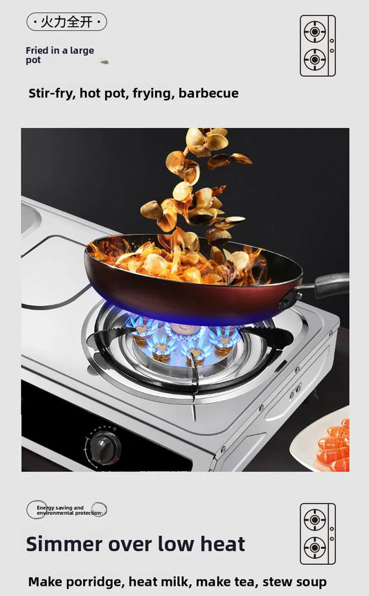 Double Burner Gas Stove Household Desktop LPG Natural Gas Energy Saving Old Style Stove abc