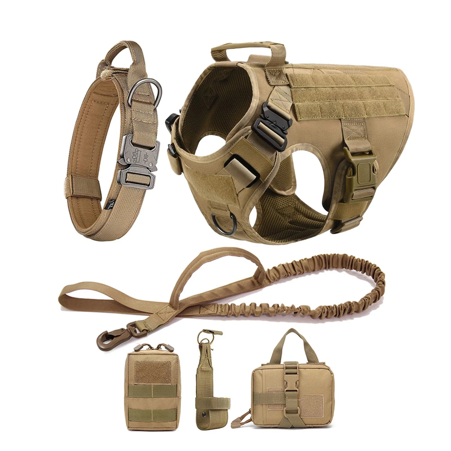 Military Dog Harness Collar Leash Molle Pouches For Medium Large Dogs Pet German Shepherd Training Walking Vest Dog Harnesses
