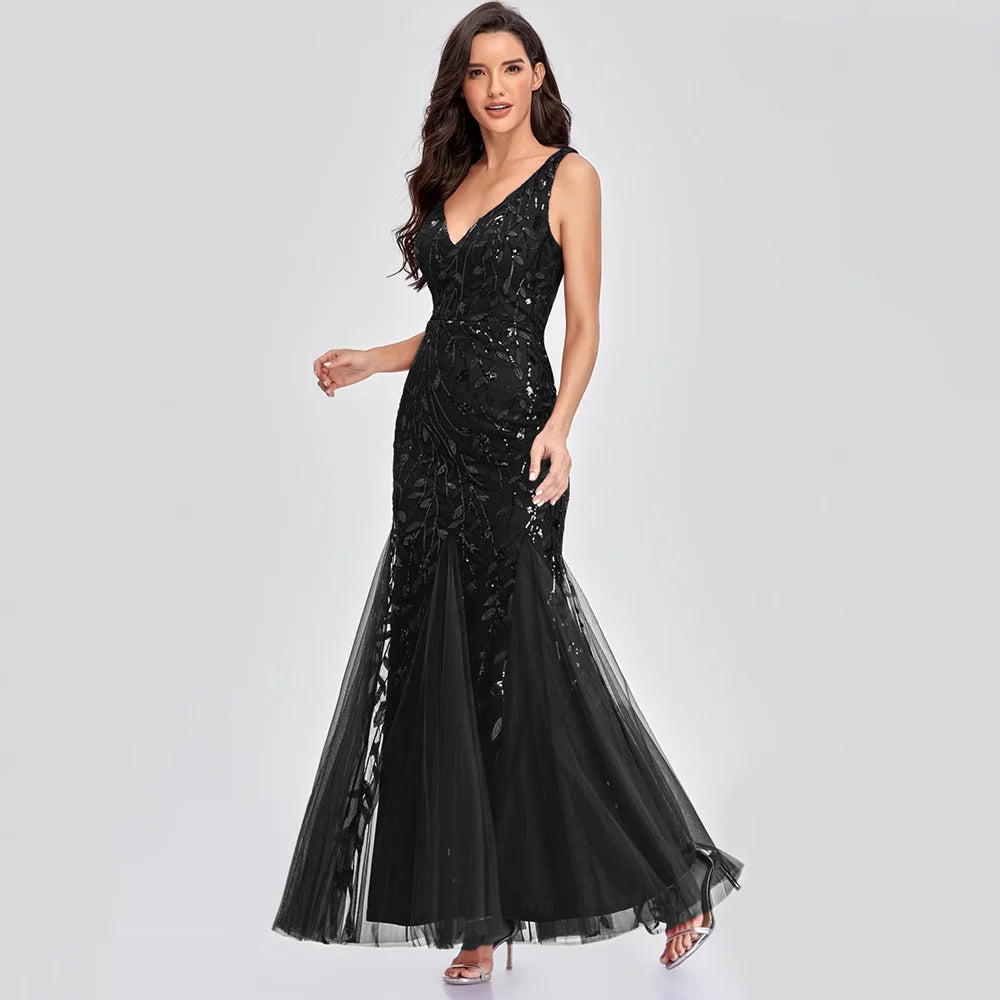 Sexy vintage Maxi Sequin cocktail Dress bridesmaid Prom Dresses for Women Casual Party Long sleeve club Bodycon Dress vestidos