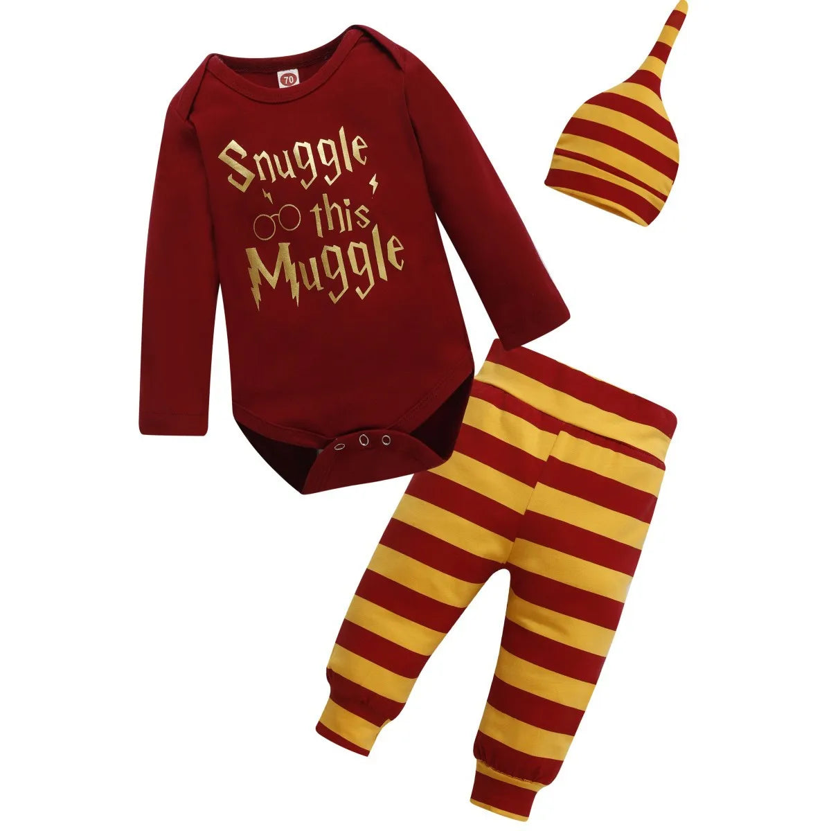 Baby Outfit 3pcs Set, Euro-American Style, Long/Short Sleeve Black Bodysuit with Gold Letters, Infant Clothing