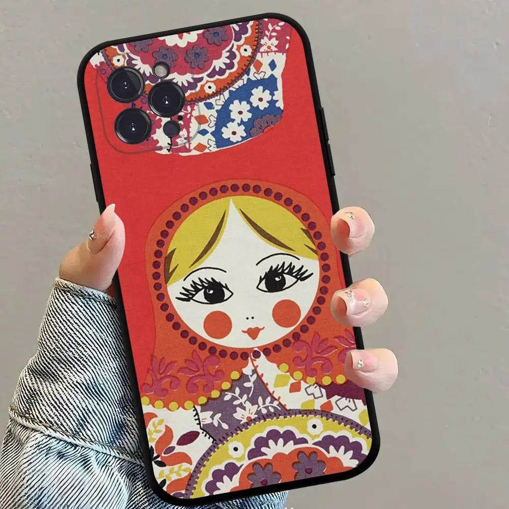 Russian Traditional Pattern Phone Case TPU Phone Case For Iphone17 Air 16 15 14 13 12 11 Pro Max Plus Cover Case