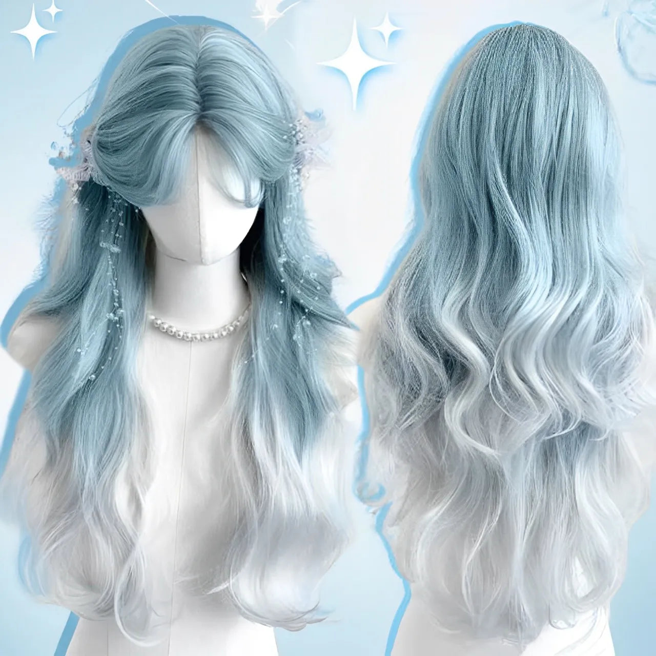 Synthetic Long Curly Wavy Lolita Wig with Bangs Wig Girl Cute Ombre Pink Blonde Black Cosplay Party Halloween Harajuku Wig