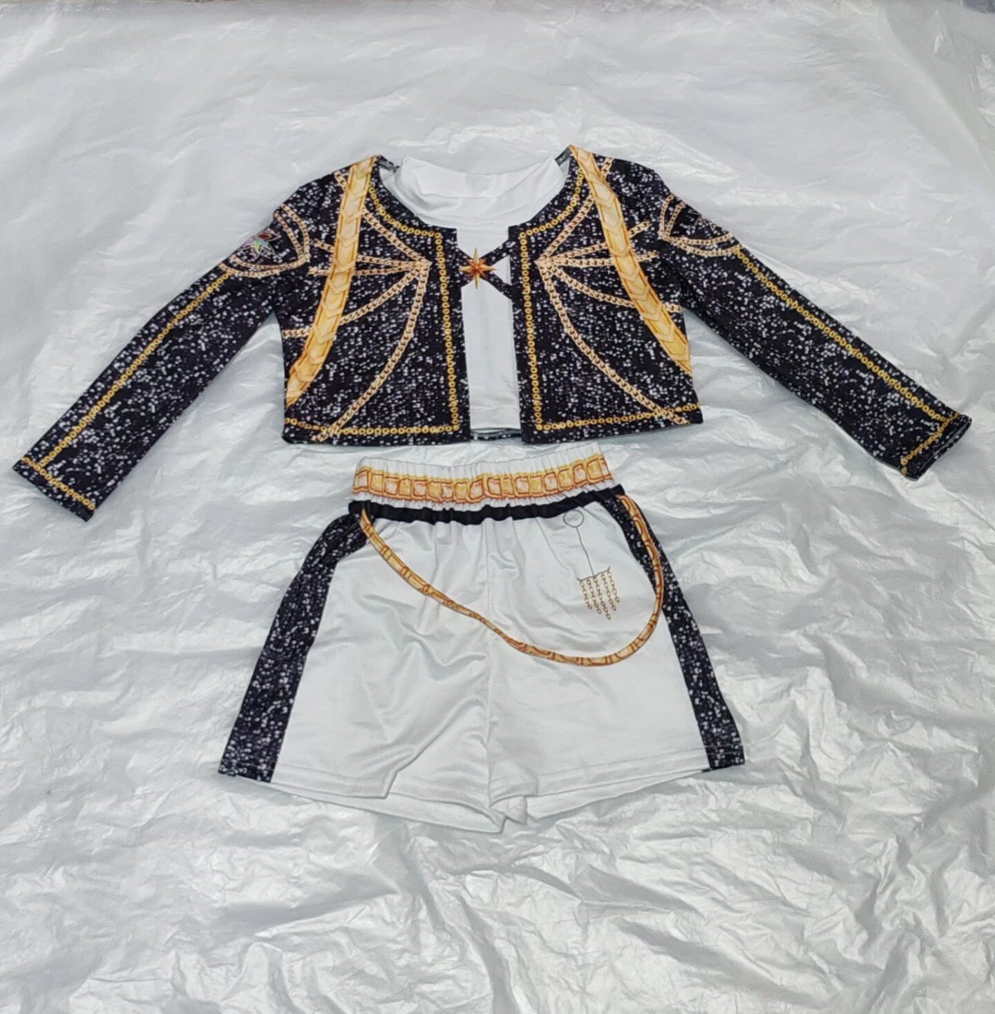 Cool Girl Cosplay Golden Costume Kids 3D Print Idol Group Singing Stage Performance Costume Child Halloween Party Clothes Suit