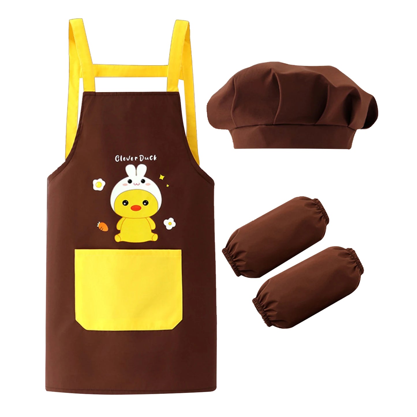 Kids Artist Costume Accessories Set Painter Dress-Up with Hat Animals Pattern Apron Arm Sleeve for Halloween Career Day Costume
