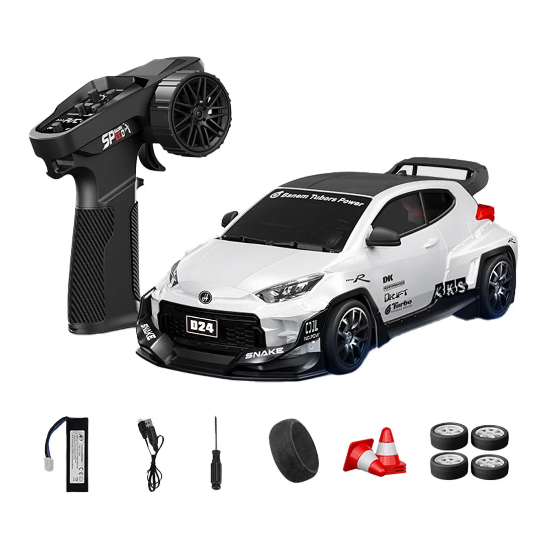 D24 1:24 RC Drift Car 4WD Proportional High Speed Racing Vehicle with ESP Gyro Underglow LED Dual Tires Remote Control Sport Car