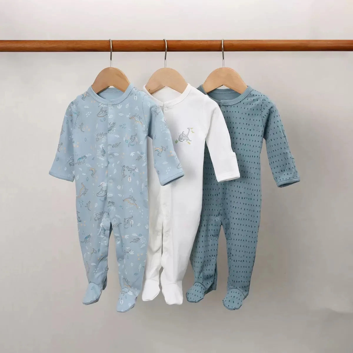 3pcs/Lot Cotton Soft Baby Romper Jumpsuit for Boys Girls with Zipper Footed Long Sleeve Pajama Sleepsuit Outfit Infant Clothes