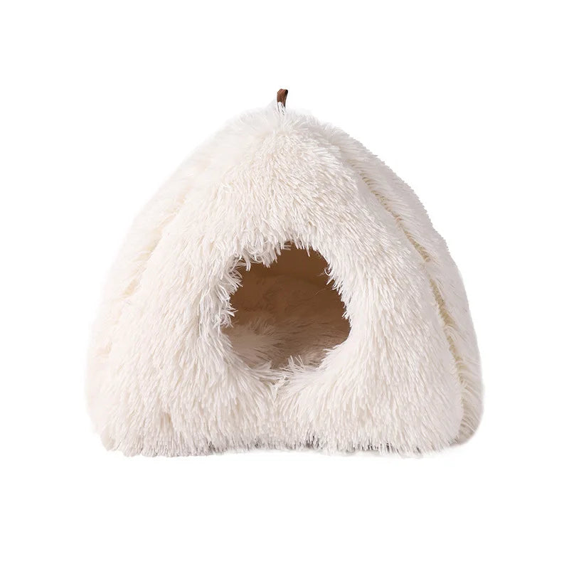 Enclosed Cat House - Winter Warm & Thickened Triangular Deep Sleep Pet Bed for Cats & Small Dogs | Cozy & Insulated Pet Shelter