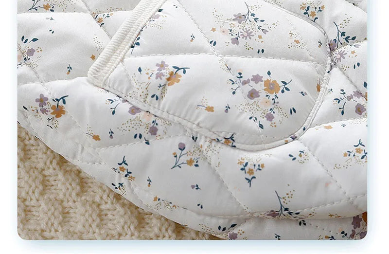 2PCS Set Baby Cute Floral Rompers Infant Diamond Flower Fleece Padded Jumpsuit with Hat 0-2T Toddler Thicken Outwear Clothes