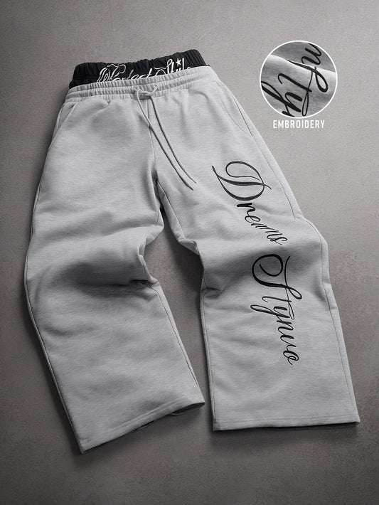 Men's Oversized Streetwear Joggers Brand Dual Waist Dreams Flying Embroidery Polyester Gray Multicolor Pants S-2XL All Size 1Pc