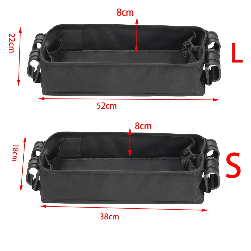 Double Sided Stroller Tray for Snacks & Activities Featuring Faux Leather Side for Eating, Polyester Side for Activities